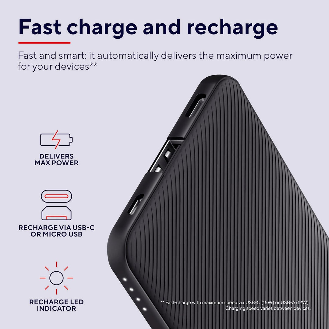 Trust Mobile Primo Dünne Powerbank Schnellladefunktion 5000 mAh, Nachhaltig, USB C Externer Akku, Tr