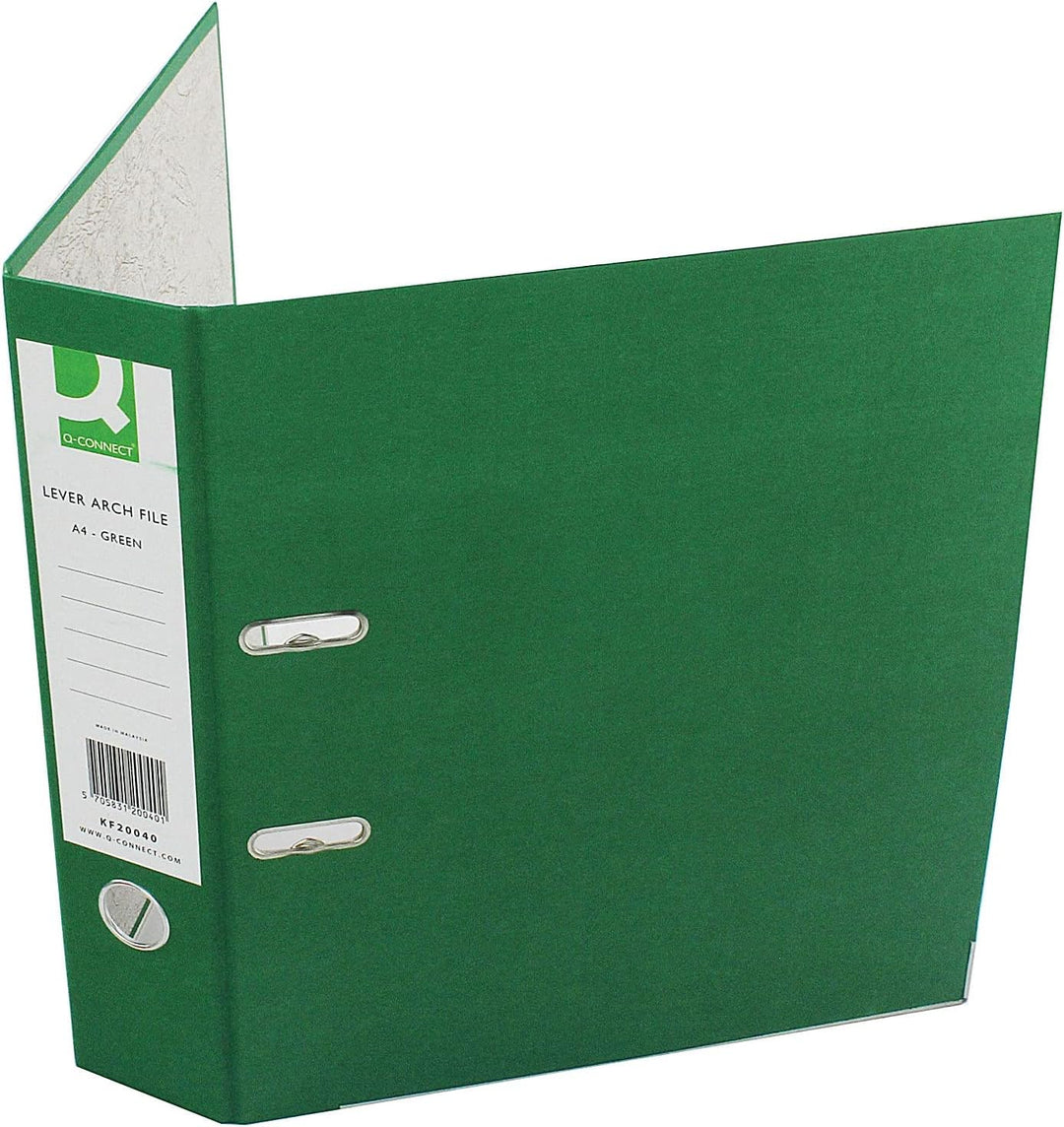 Q-Connect KF20040 Ordner A4, Pappkern mit Papierbezug, grün Grün Einzelbett, Grün Einzelbett