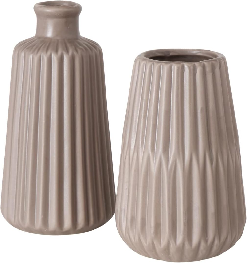 Boltze Vasen Set Esko 2-teilig, Blumenvasen aus Keramik, ø ca. 8,5 cm, ohne Blumen, skandinavischer