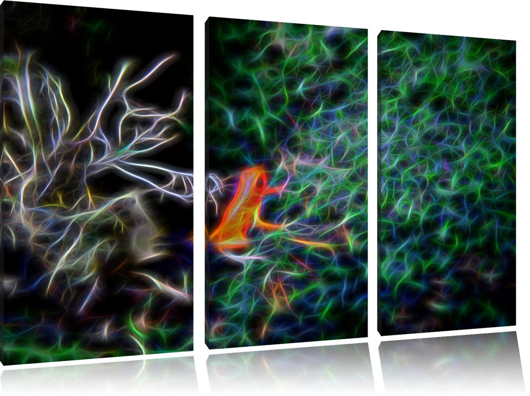 Dark hochgiftiger kleiner Frosch NewArt 3-Teiler Leinwandbild 120x80 Bild auf Leinwand, XXL riesige