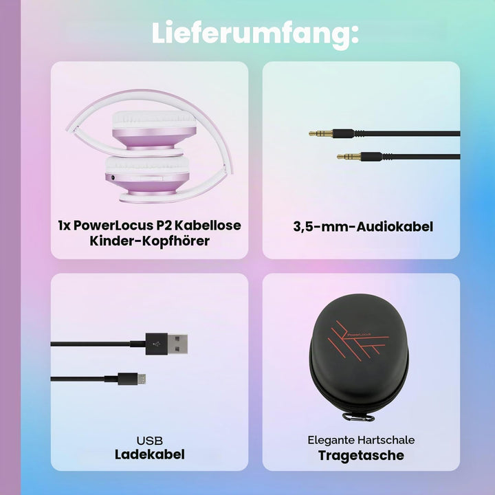 Kinder Kopfhörer, PowerLocus KinderKopfhörer Bluetooth mit 85dB Lautstärkebegrenzung, Faltbar mit Tr