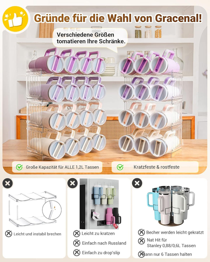 Grösser Flaschenhalter, Schrank Organizer für Küche, Flaschenregal Stapelbar für Küchen Organizer, W
