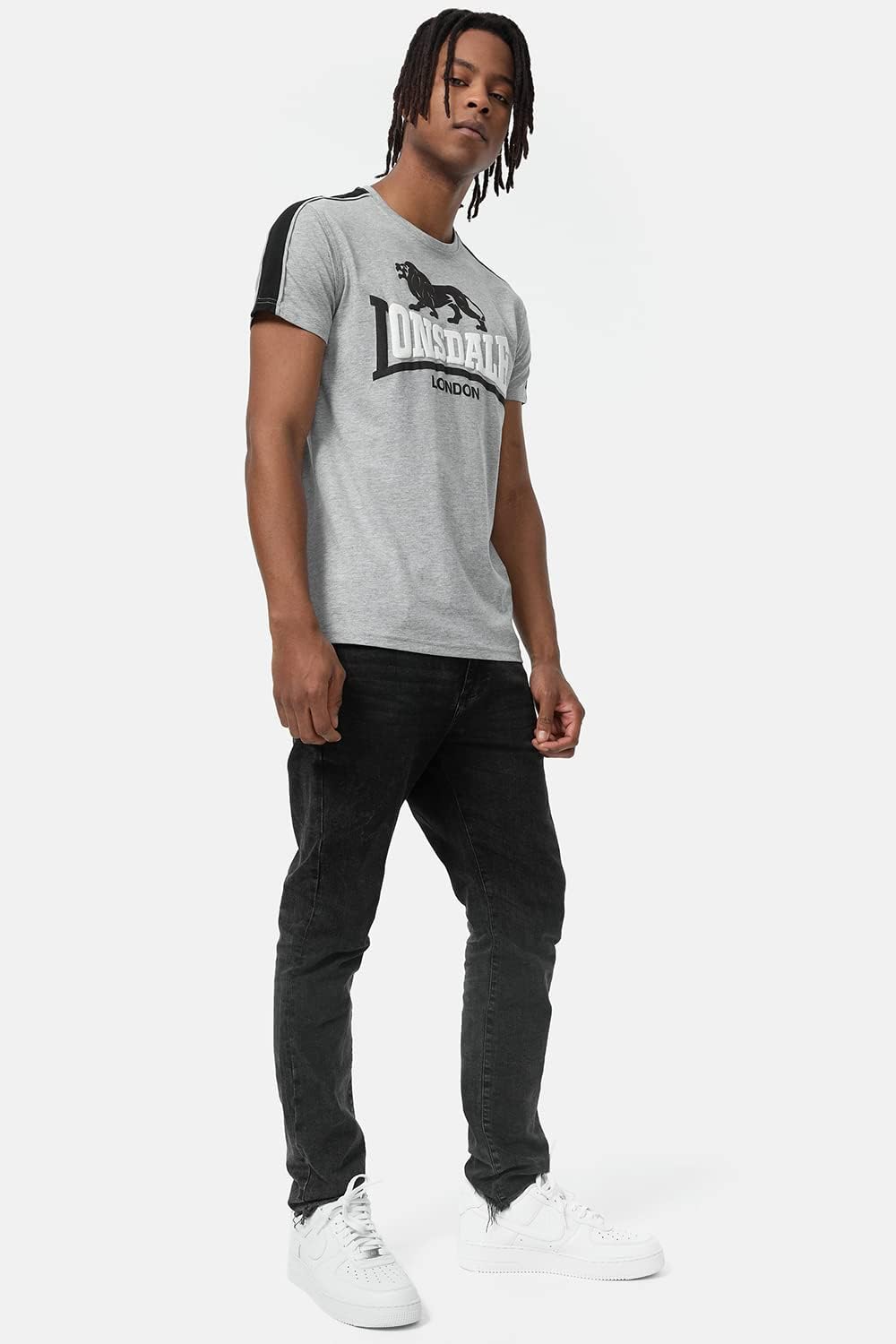 Lonsdale Herren T-Shirt Normale Passform ARDMAIR XXL Marl Grey/Black/White, XXL Marl Grey/Black/Whit