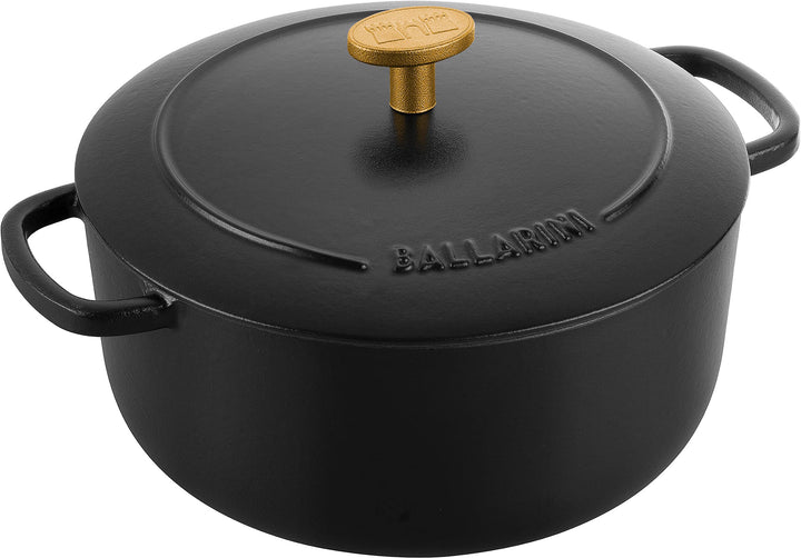 BALLARINI Bellamonte Auflaufform Bräter Dutch Oven Emailliertes Gusseisen Rund 20 cm 2,5 L Schwarz S