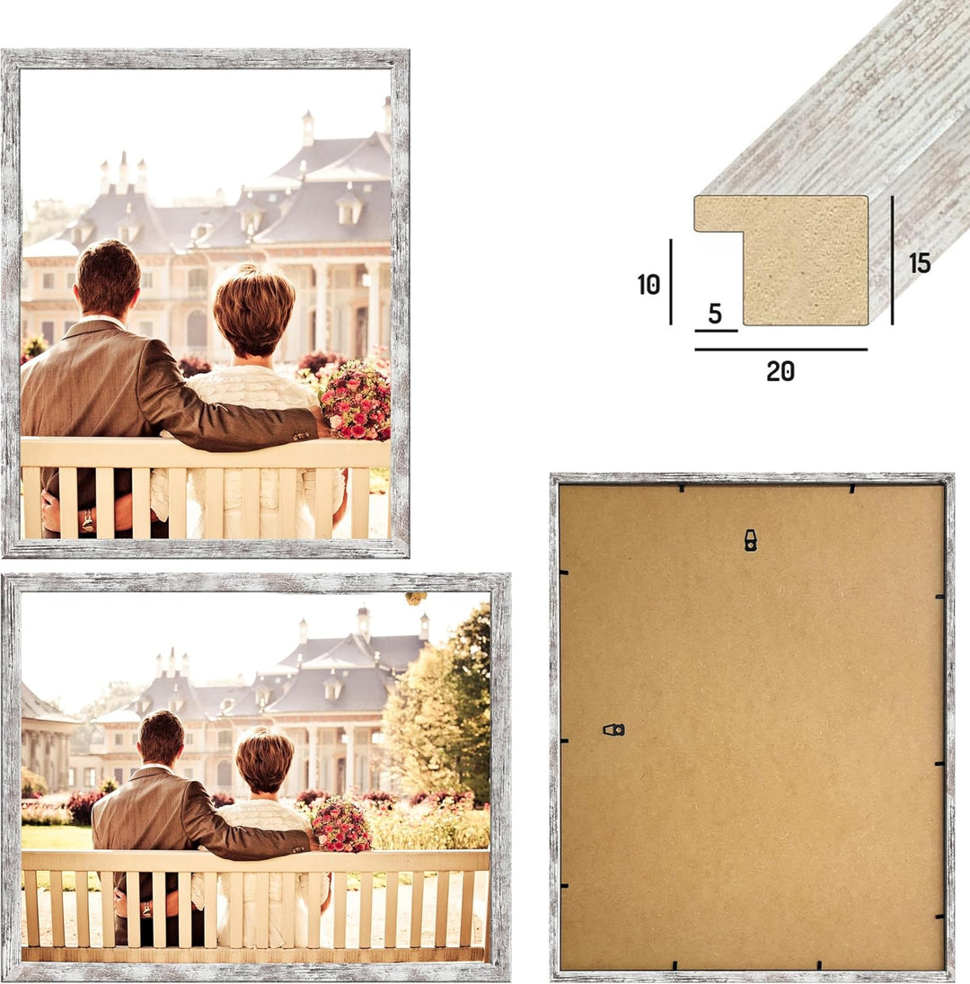 CABBEL Dreierpack (3 Stk.) Bilderrahmen 40x50 cm MDF Holz-Rahmen in Birke | mit bruchsicherem Plexi-