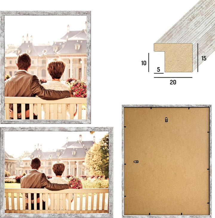 CABBEL Dreierpack (3 Stk.) Bilderrahmen 40x50 cm MDF Holz-Rahmen in Birke | mit bruchsicherem Plexi-