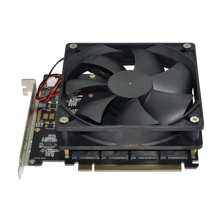 Xiwai 4 x NVME M.2 AHCI auf PCI-E Express 3.0 Gen3 X16 Raid Karte mit Lüfter VROC Raid0 Hyper Adapte