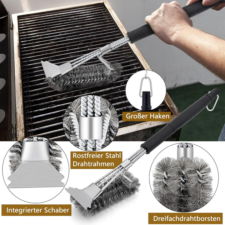 Herogo Grillbesteck Set, 6-teilig Edelstahl Grill Zubehör mit Tragetasche, Grillwerkzeug-Set mit Zan