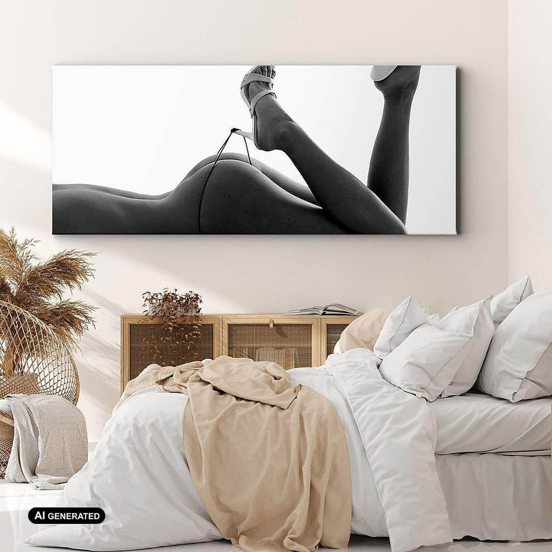 Panorama Bilder auf Leinwand Frau Akt Pose Leinwandbild mit Rahmen 90x30cm Wandbilder Dekoration Woh
