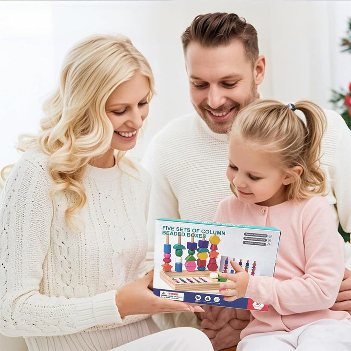 Montessori Spielzeug ab 2 3 4 Jahren, Fädelspiel &amp; Steckspiel Holz, Motorikspielzeug für Kinder, Sor