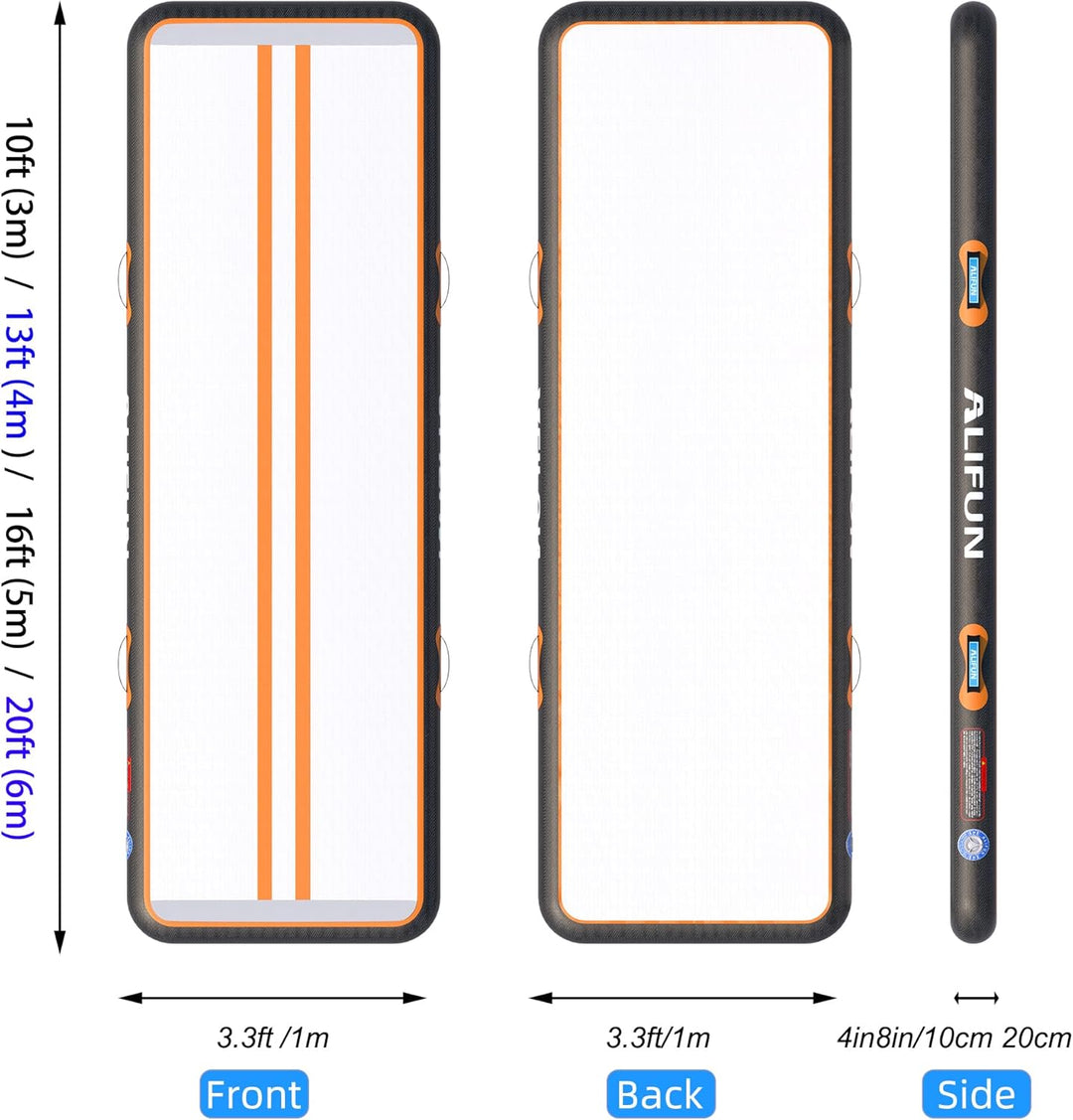 ALIFUN Air Matte Track, 2m/3m/4m/6m Aufblasbar Gymnastikmatte, Turnmatte, Tumbling Matten 10/20cm ho