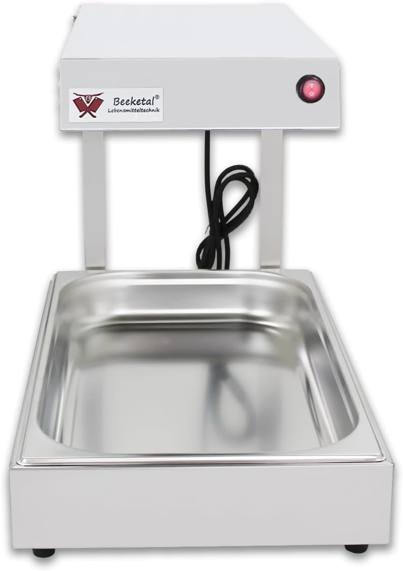 Beeketal 'BWB-1' Profi Gastro Wärmebrücke Pommeswärmer mit Beleuchtung und Gastronorm GN 1/1 Behälte