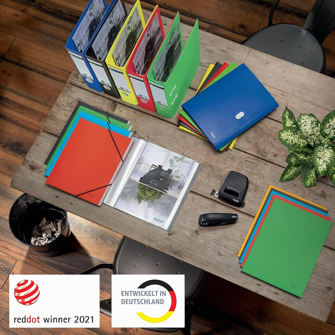 Leitz Recycle Ordnungsmappe A4, 6er Pack, Projektmappe mit 6 Fächern mit Index, Recycle Serie, Blau,