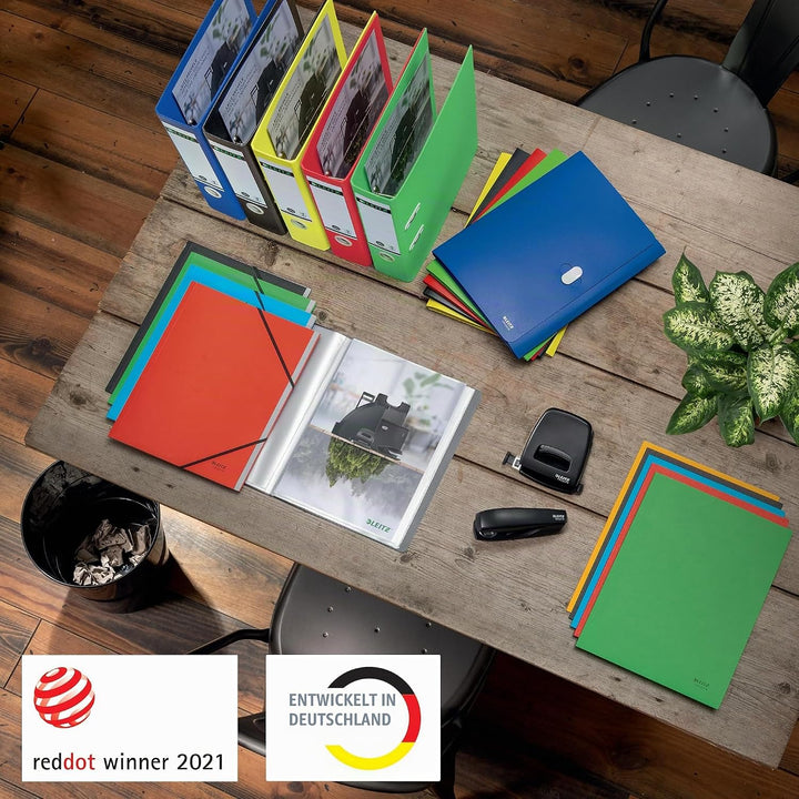 Leitz Recycle Ordnungsmappe A4, 6er Pack, Projektmappe mit 6 Fächern mit Index, Recycle Serie, Blau,