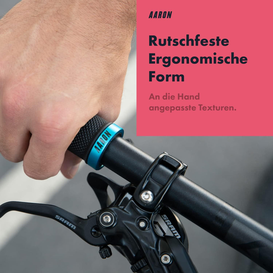 AARON MTB Fahrradgriffe mit Gel Auflagefläche - Lenkergriffe aus rutschfestem Gummi inkl. Lenkerendk