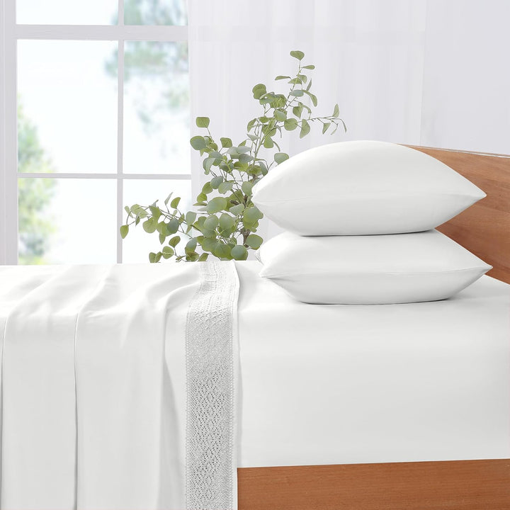 Amrapur Overseas 1MFLACEG-WHT-FL Bettwäsche-Set, Häkelspitze, 4-teilig, Weiss Weiss Full, Weiss Full