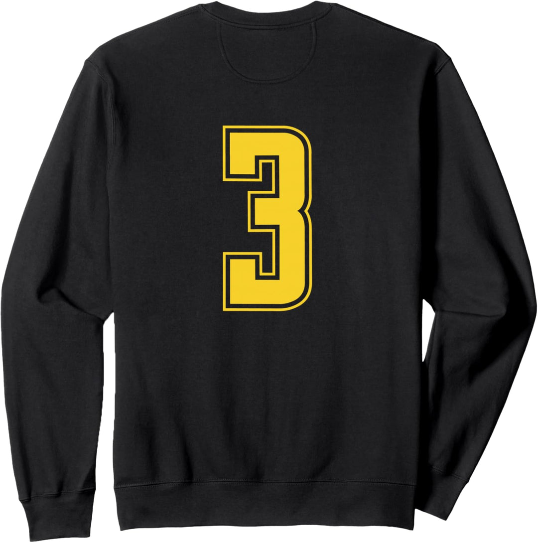 Gelb Nummer 3 Mannschaft Sport Nummerierte Uniform Sweatshirt