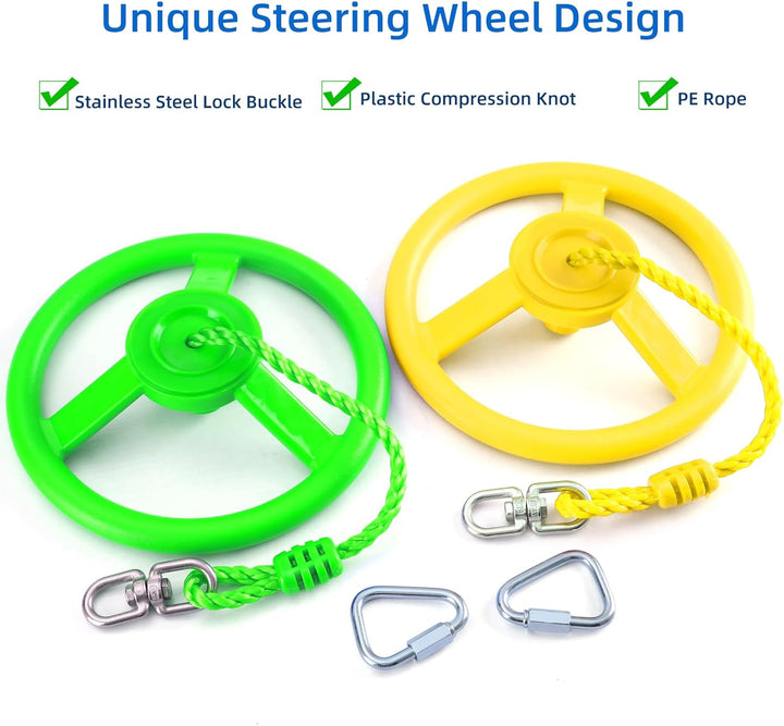 PELLOR Kletterringe Kinder, Lenkradring, Gymnastikringe, Kletterringe für drinnen und draussen Gelb