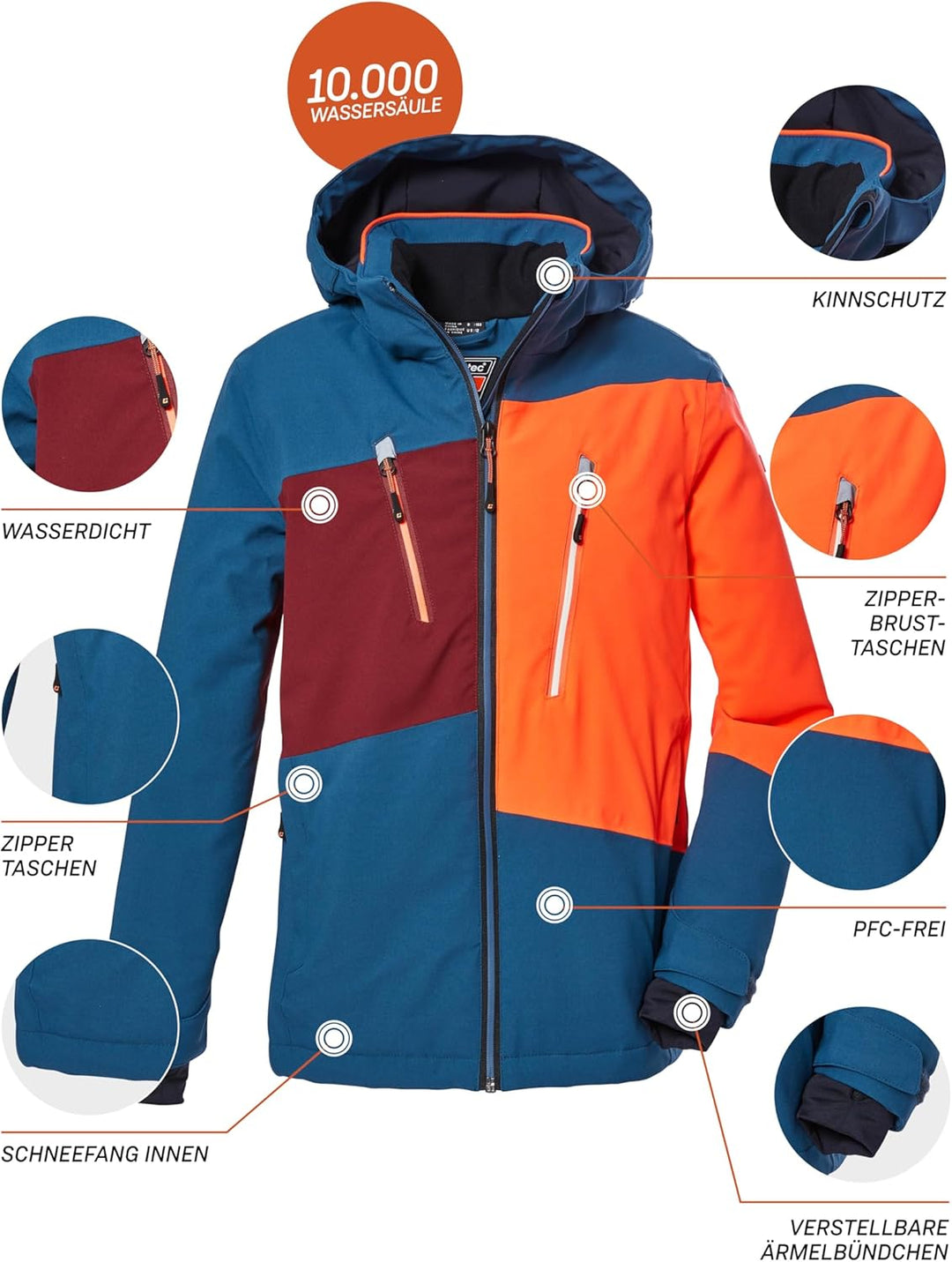 Killtec Jungen Ksw 174 Bys Ski Jckt Skijacke/Funktionsjacke mit abnehmbarer Kapuze und Schneefang, w