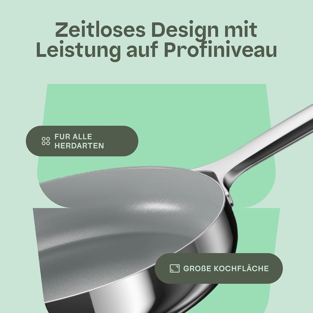 Berghoff Home Edelstahl Bratpfanne 28cm – Antihaft-Pfanne ohne PFAS – Induktionsgeeignet – kleine Pf