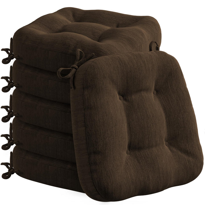 Codi Sitzkissen 40x40 cm 6er Set, 8cm Dicke Stuhlkissen Outdoor, Braun | Sitzauflage für Esszimmer,