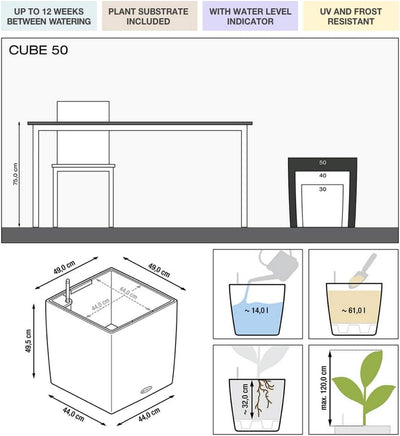 LECHUZA CUBE Premium 50 weiss hochglanz 16560 49x49x49.5 cm Weiss Hochglanz, 49x49x49.5 cm Weiss Hoc