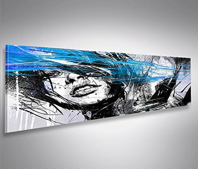 islandburner Bild Bilder auf Leinwand Street Art Blue Panorama XXL Poster Leinwandbild Wandbild Deko