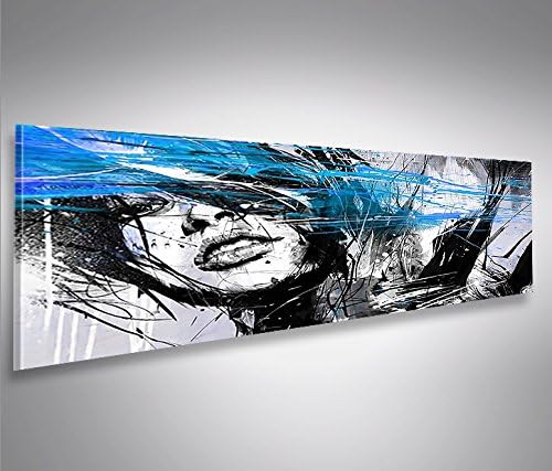 islandburner Bild Bilder auf Leinwand Street Art Blue Panorama XXL Poster Leinwandbild Wandbild Deko