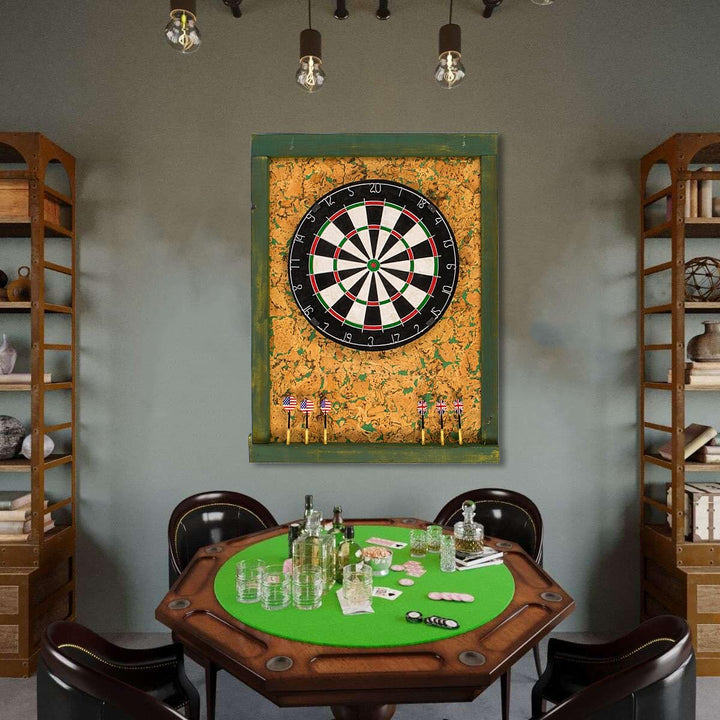 Der Premium Dart Wandschutz Surround aus Holz und Kork (Grün), Grün