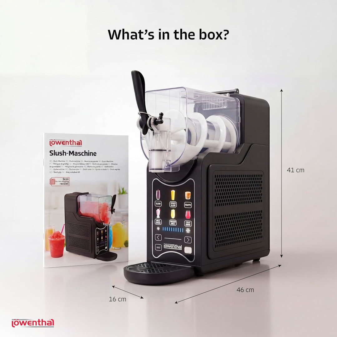 Silvergear® Slush Maschine 2,6 L ohne Eiswürfel | 46×16×41 cm | Schwarz | 6 Programme für Slush Eis,