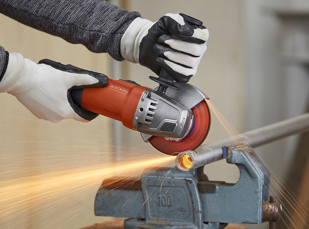 Black+Decker BEG110K Winkelschleifer (750 Watt, 115 mm Scheiben-ø, mit 3-Positionen-Zusatzhandgriff,