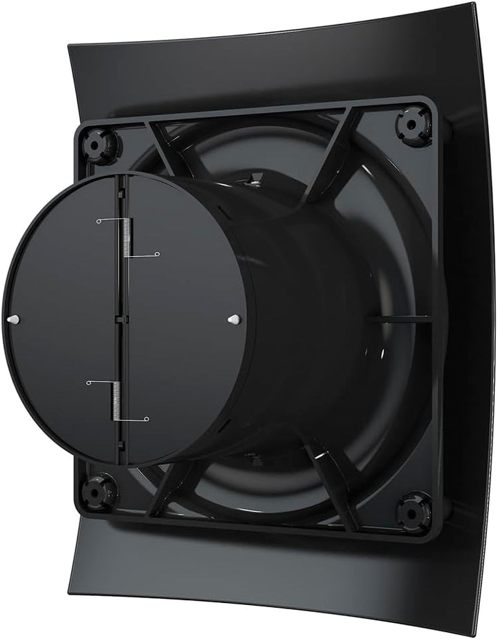 Vlano WING 100 Black Standard Badlüfter mit Rückschlagklappe, 90 m³/h, 25 dB(A), 100 mm Durchmesser,