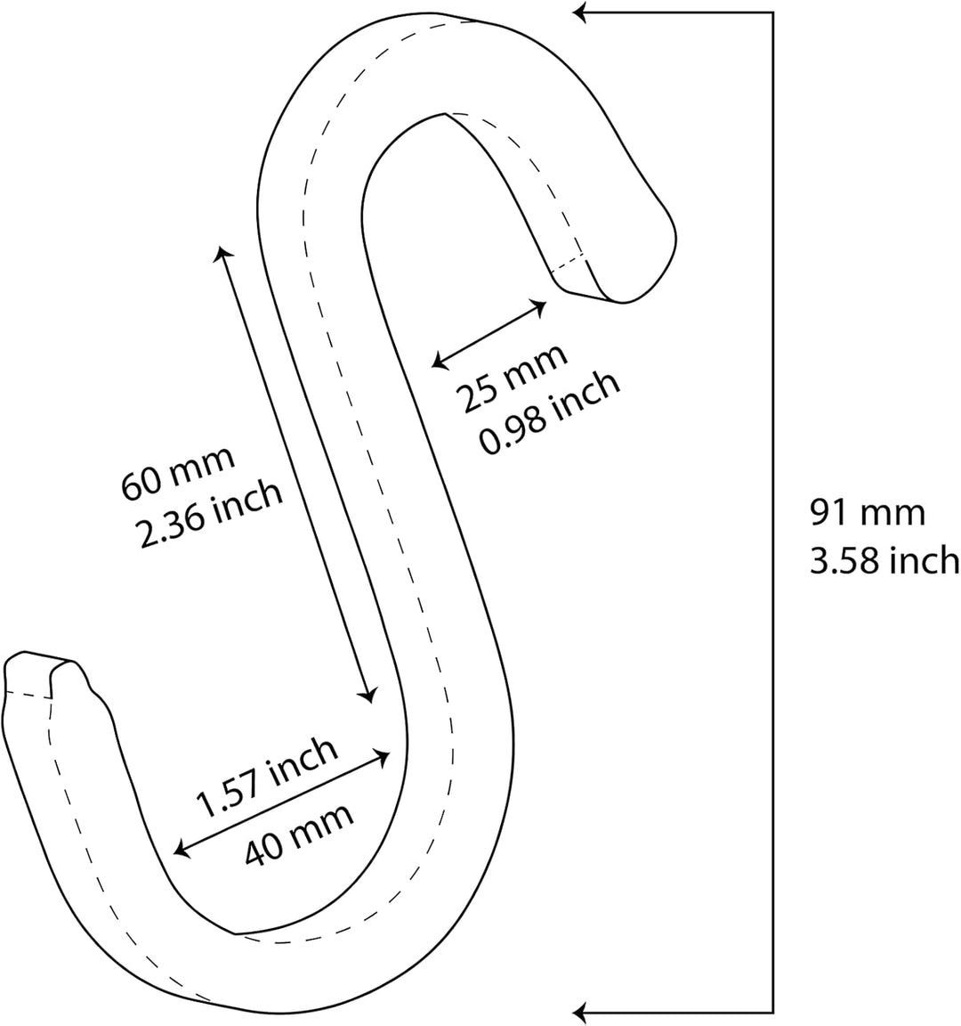 Brute Strength - S-Haken mit Vollnarbenleder umwickelt - 4 Stück - Schwarz - 10 cm Edelstahl-Metallb