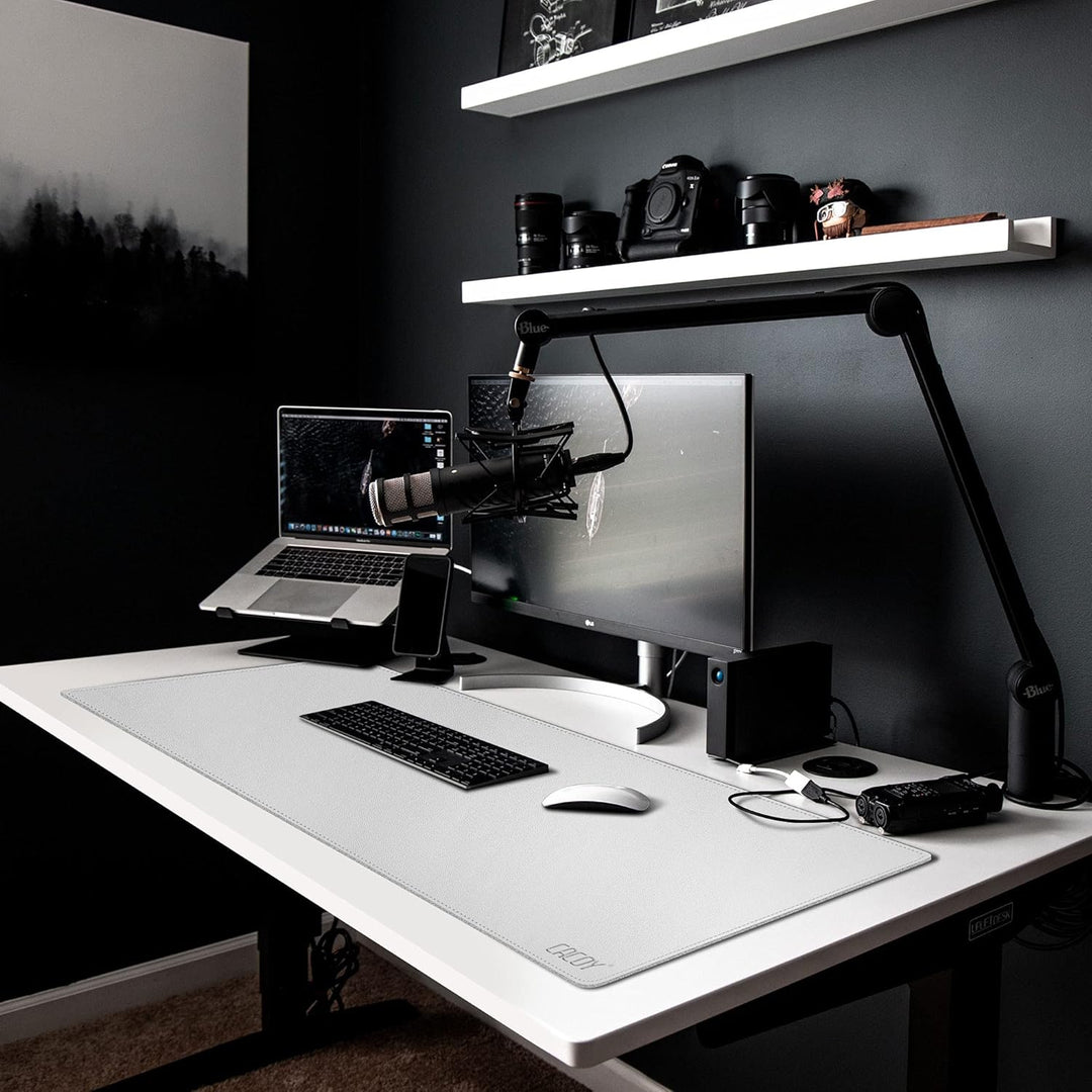 Cacoy Gross Mauspad PU Leder Schreibtischunterlage, 120x40cm Doppelseitige Wasserdichte Multifunktio