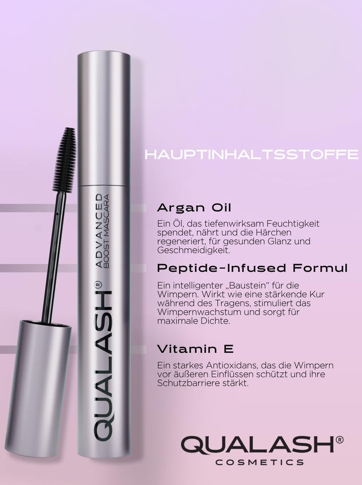 QUALASH® Mascara Duo Set mit Wimpernserum-Effekt – Volume Max & Curl & Lift (2×10 ml) | Schwarze Wim