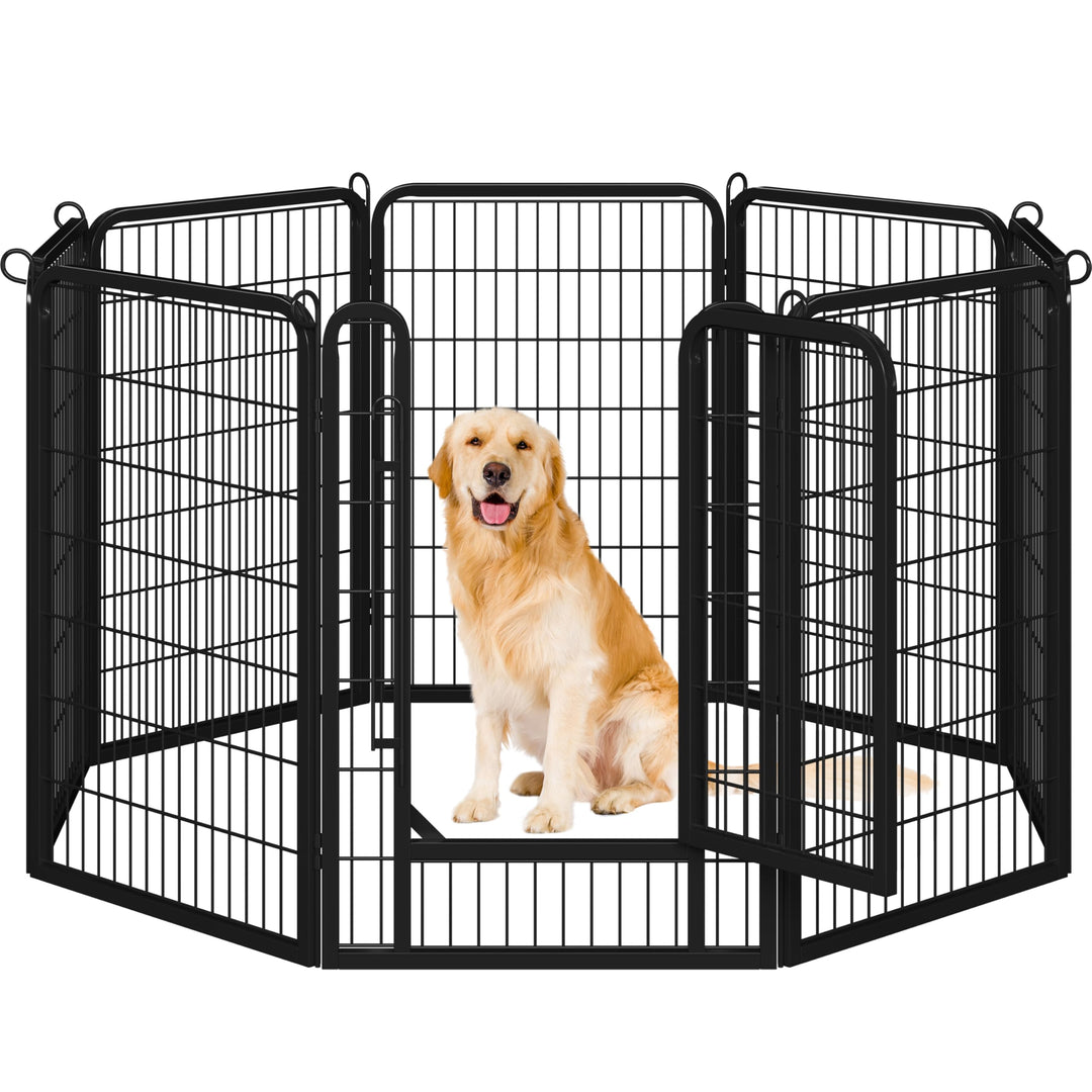 Yaheetech Welpenlaufstall 8-teilig 100cm hoch,Welpenauslauf mit Tür für Hunde Wohnung und Garten,Fal