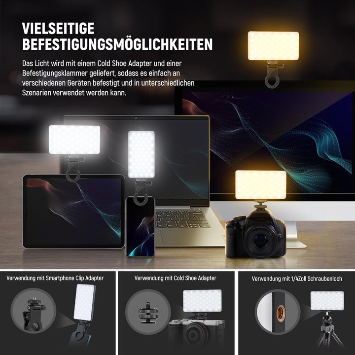 NEEWER Basics Magnetisches Handy Selfie Licht für iPhone, MagSafe, doppelseitiger Clip, LED Beleucht