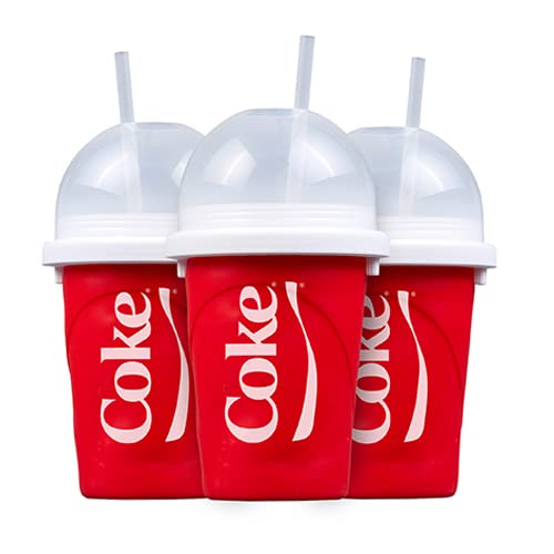 Magic Freez Slushy Maker - 3er Set - Slush Becher mit Strohhalm und Löffel - Slushy Cup für Eis Selb