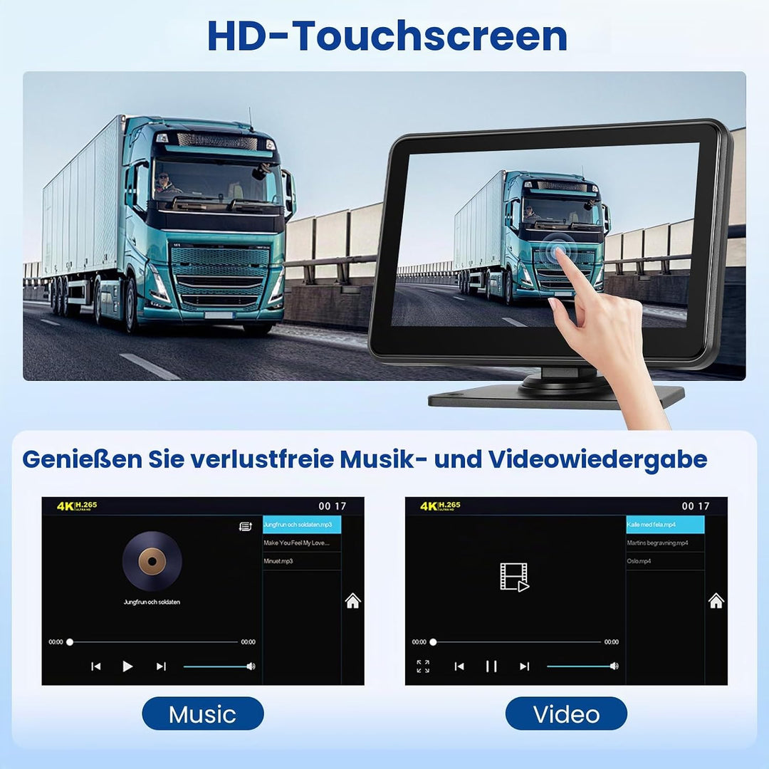 Hikity Rückfahrkamera Kabellos 7" HD Touchsreen mit 2 Rück Kamera mit Nachtsicht IP68 Wasserdicht+4K