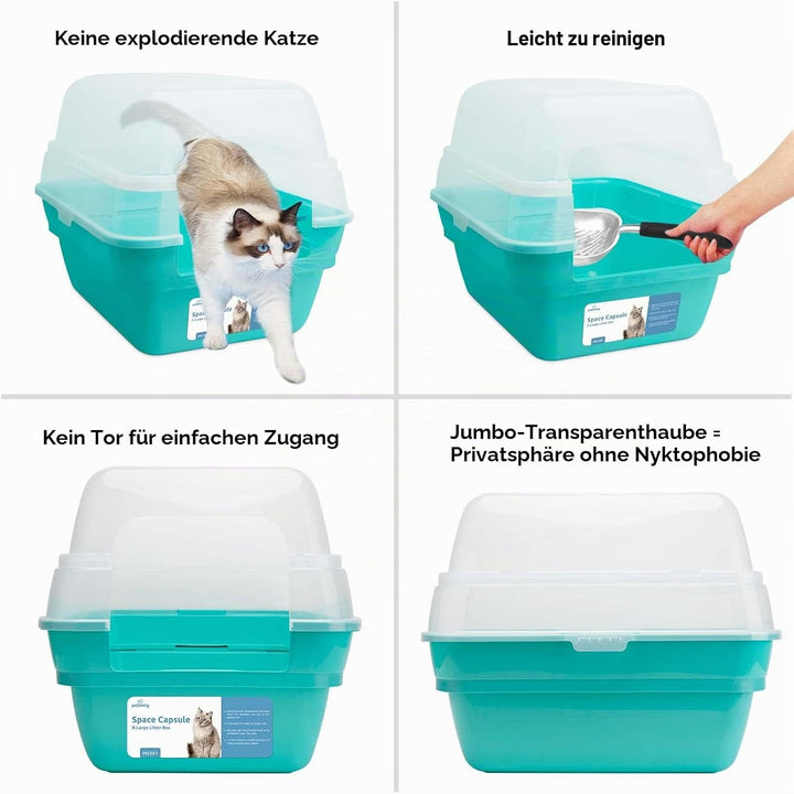 3in1 katzenklo mit Deckel gross katzentoilette, Jumbo Hooded Katzentoilette XXL Katzen klo mit Haube