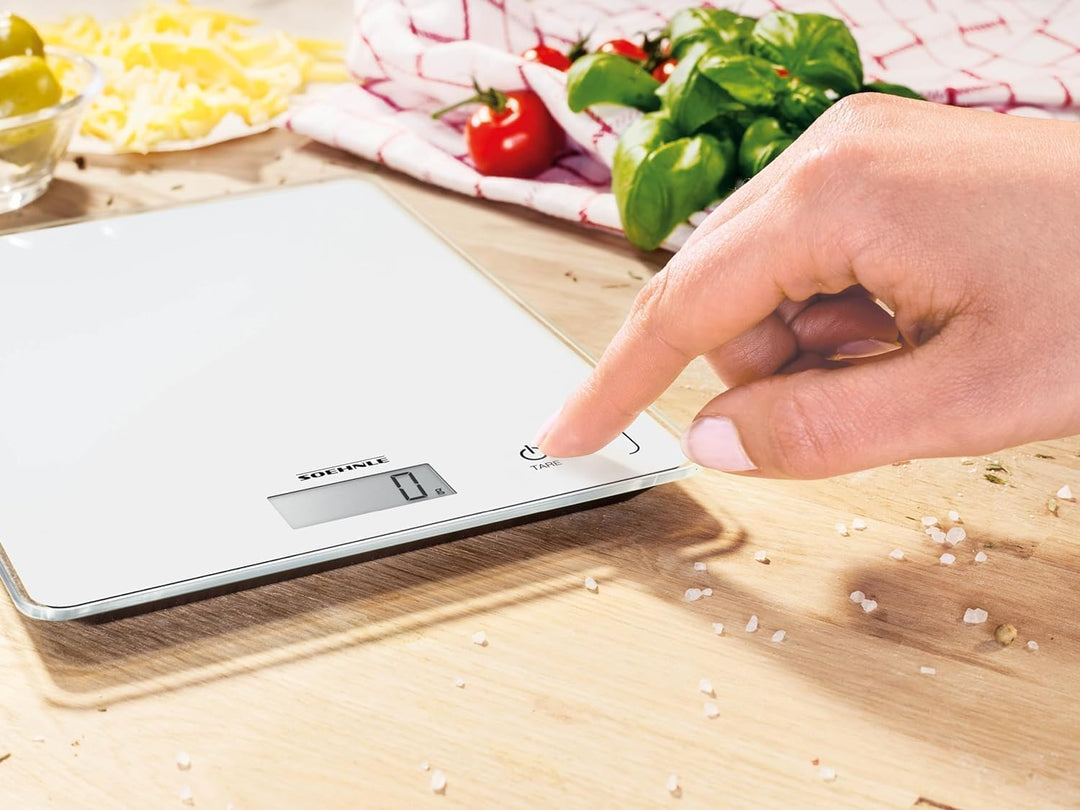Soehnle Küchenwaage Page Compact 300 weiss, digitale Küchenwaage bis zu 5 kg Tragkraft, Waage mit le