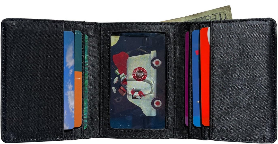 Big Skinny Men's Tri-Fold Slim Wallet, Holds Up to 25 Cards Schwarz, Schwarz