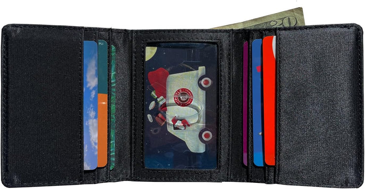 Big Skinny Men's Tri-Fold Slim Wallet, Holds Up to 25 Cards Schwarz, Schwarz