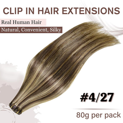 Hetto Clip in Echthaar Extensions Braun Echthaar Clip in Extensions Remy Clip Extensions Haarverlang