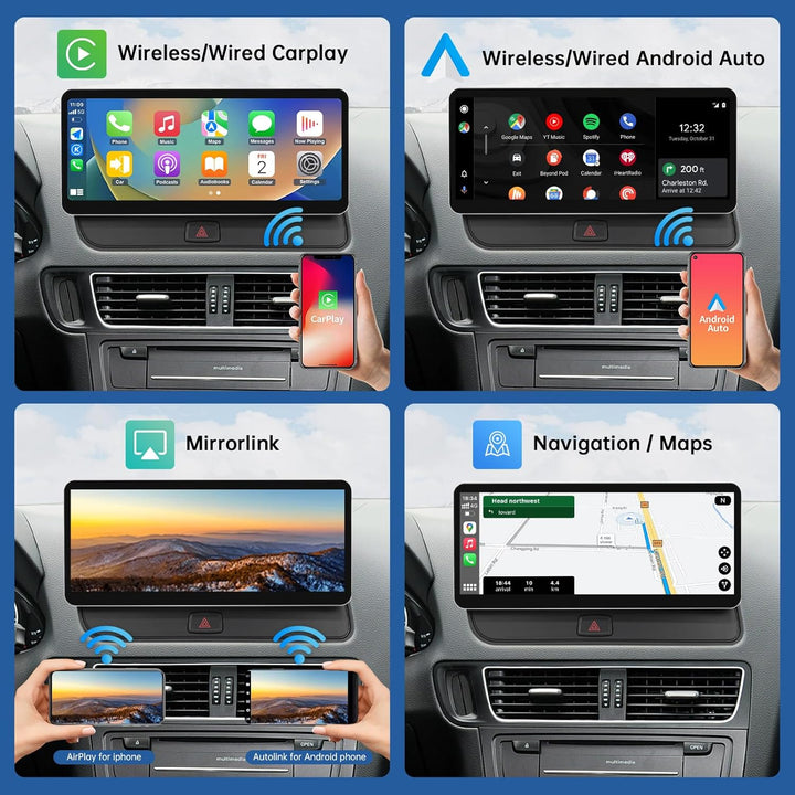 Road Top 12,3 Zoll Autoradio Drahtlos CarPlay Touchscreen für Audi Q5 2009-2017 Jahr mit 3GMMI, Auto