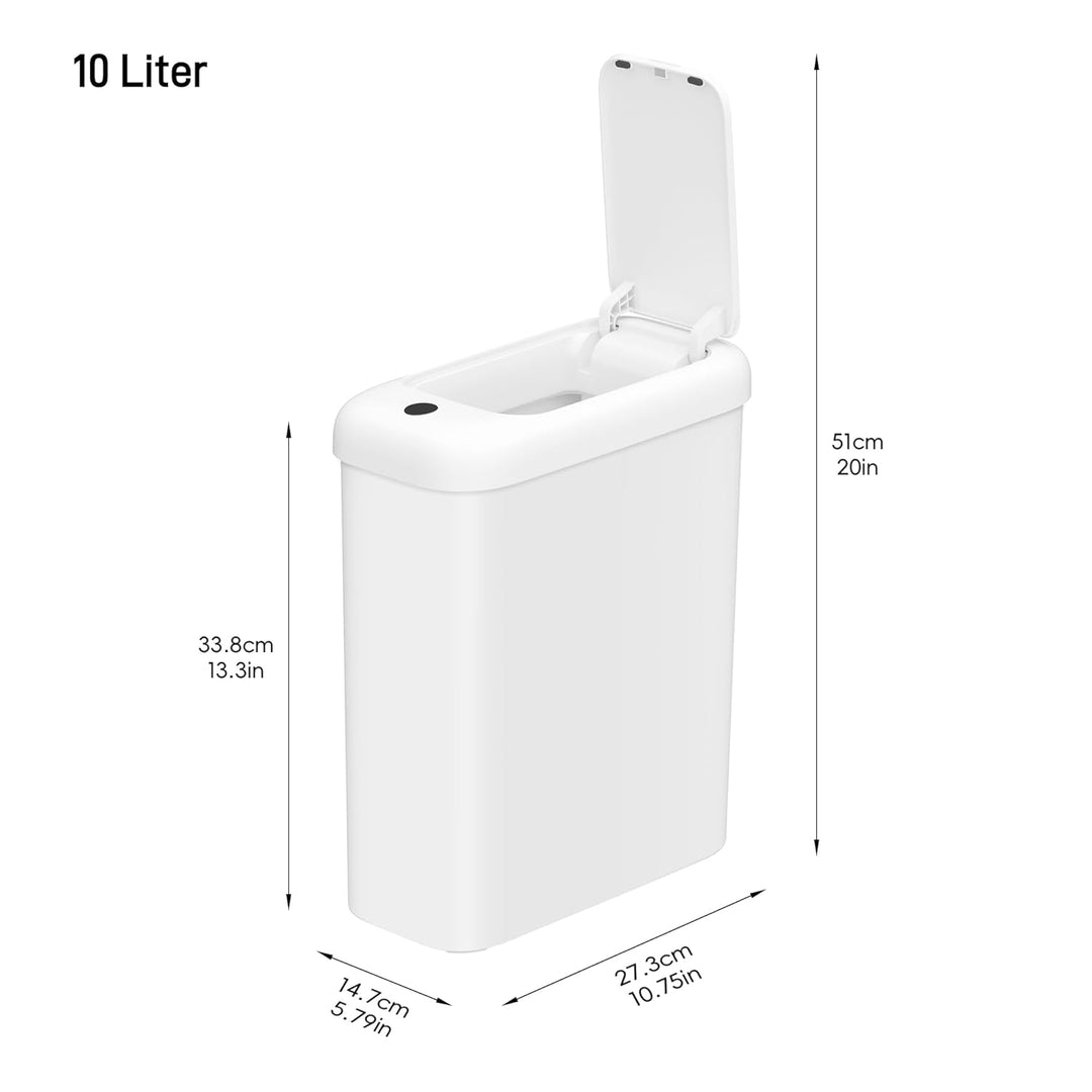 EKO Automatischer Badezimmer-Mülleimer mit Deckel, 10L Schlanker Sensor Abfalleimer, Wasserdichter B