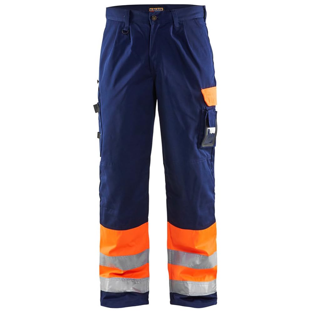 Blakläder Arbeitshose Bundhose Warnschutz 1584, Farbe:orange/marineblau;Grösse:58