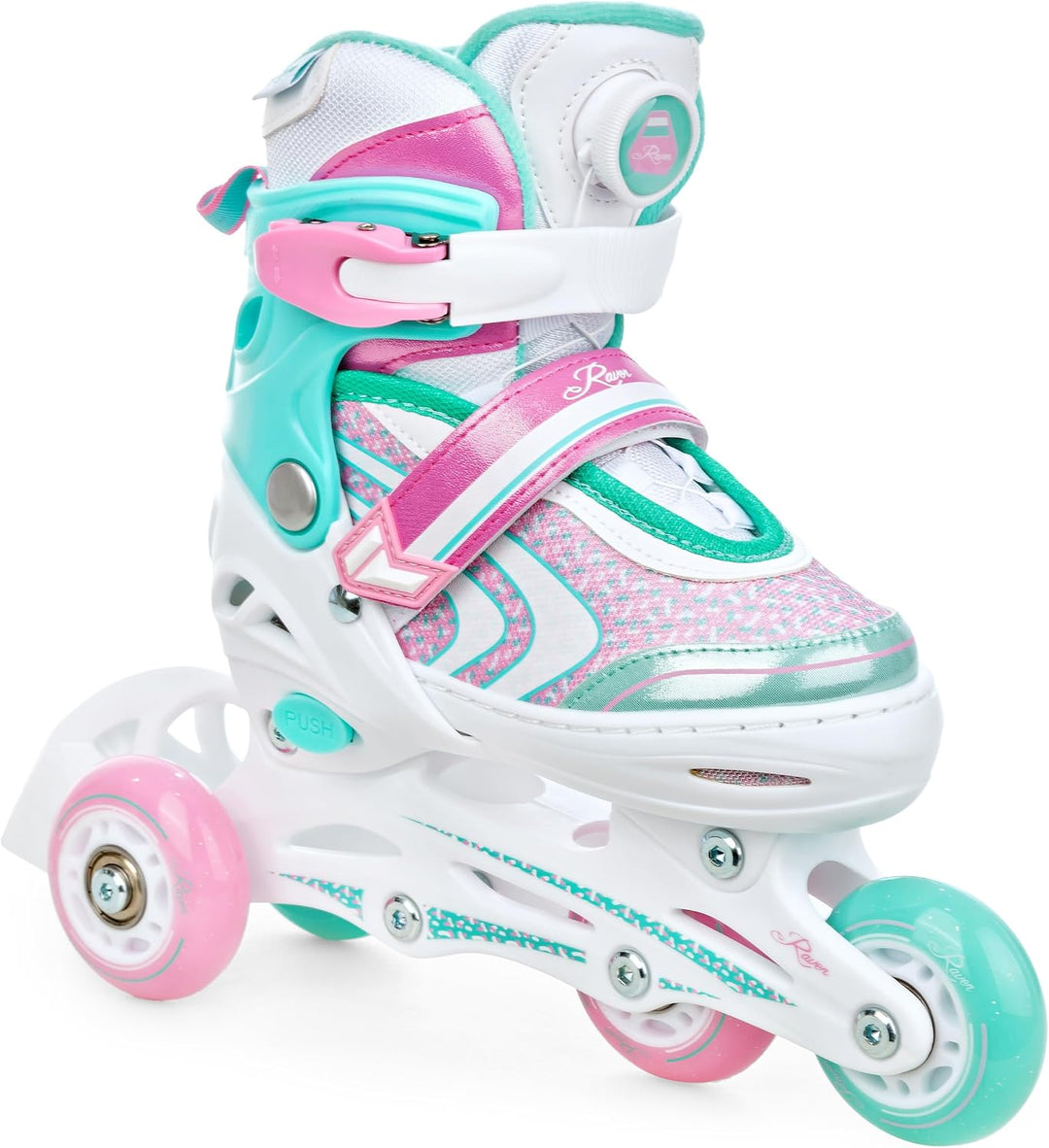 RAVEN 3in1 Inline Skates Triskates Rollschuhe Inliner für Kinder Mädchen verstellbar 27-30 (16,5cm-1