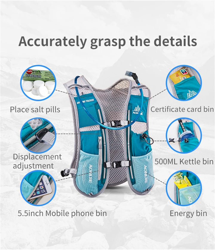 Laufrucksack Trinkrucksack 5L Leichter Laufen Rucksack Fahrradrucksack mit Optional Trinksystem für