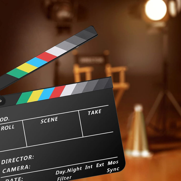 Temery Filmklappe, 30X25cm Regieklappe Synchronklappe Clapperboard mit 2 Pinsel, Leicht Abzuwischend